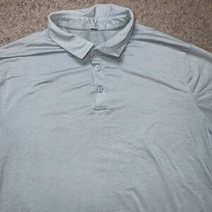 Lululemon Polo Shirt Mens Medium Blue Green Mesh Performance Athletic Golf Top